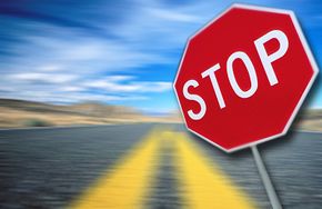 If you come to a stop sign, but can't get your car to stop, pump on your brakes or try your emergency brake. See more brake pictures.