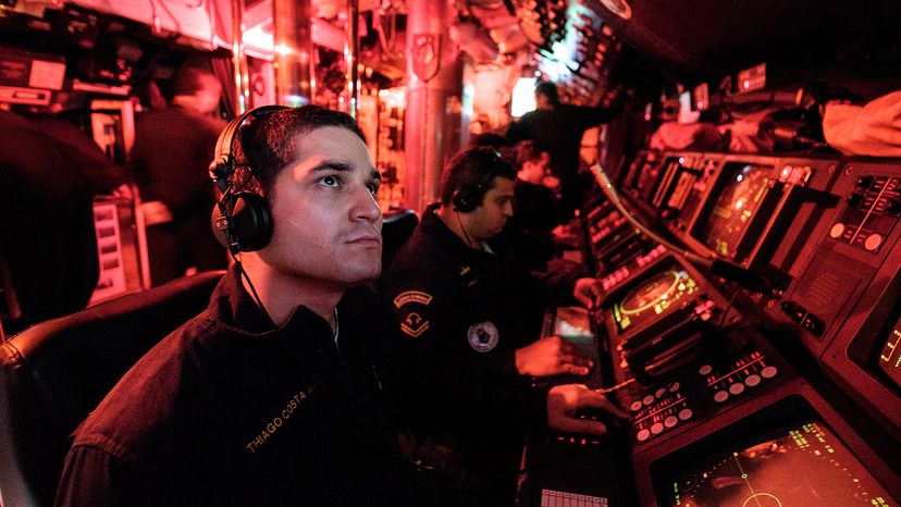 Crew members on a submarine