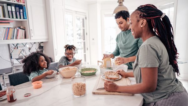 family eating breakfast