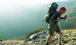 hiker with trekking poles