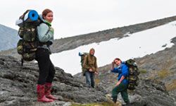 Exploring outdoors with a backpack for an adventure.