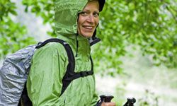 hiker in rain