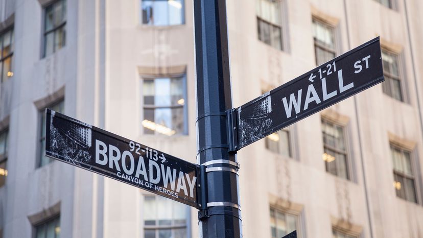 Intersection of Broadway and Wall Street in New York City