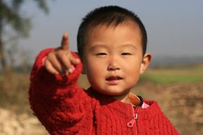 Chinese girl pointing