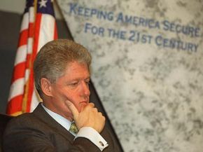 Then-U.S. President Bill Clinton spoke at a 1999 conference focusing on cyber terrorism. See more president pictures.