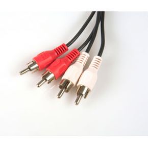Analog RCA cables use these connectors -- red for the right stereo channel and white or black for the left.