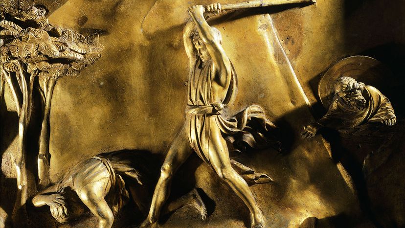 Cain killing Abel bronze detail
