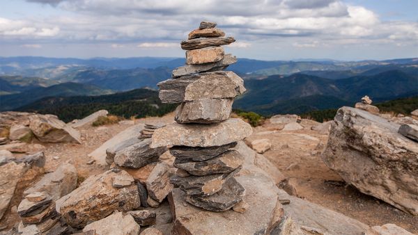 Nature's balanced rock stack object.