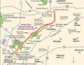 This map will help guide you along the Arroyo Seco Parkway.