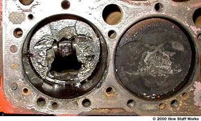 Damage from a piston striking a valve