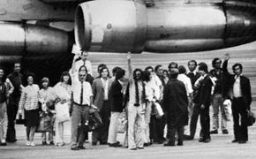 The 16 rescued survivors of the Andean plane crash. The people shown resorted to cannibalism to stay alive for 70 days.