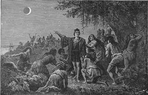 Columbus toys with Carib Indians by predicting a lunar eclipse.