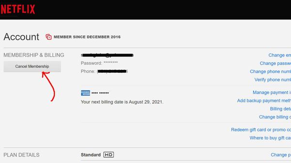 Canceling your Netflix account