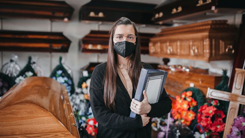 woman at funeral home