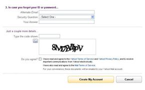 Yahoo uses alphanumeric strings rather than words as CAPTCHAs when you sign up for a Yahoo! account.