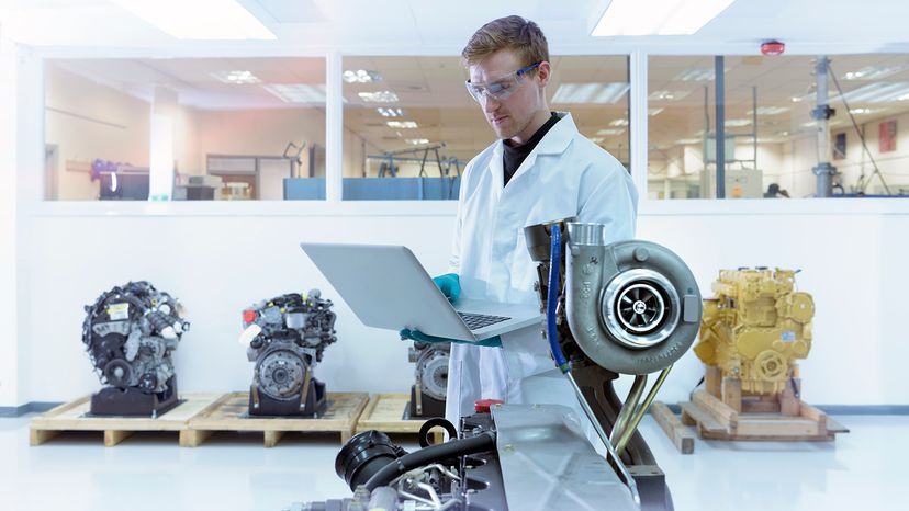 scientist studying turbocharger