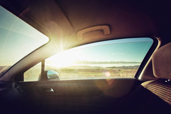 Interior of car in the sun