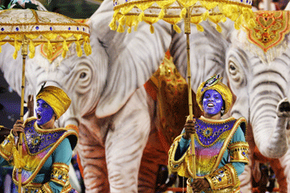 Performances inside the Sambadrome are elaborately choreographed.