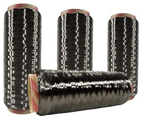 Spools of carbon fiber will soon be woven into a strong and lightweight material.