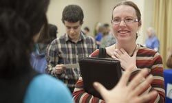 female college student at job fair