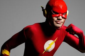 OK, OK, this cosplayer can’t shift through matter, but the animated Flash could.