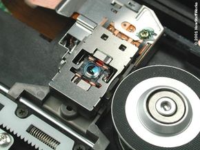 The laser assembly inside a CD burner