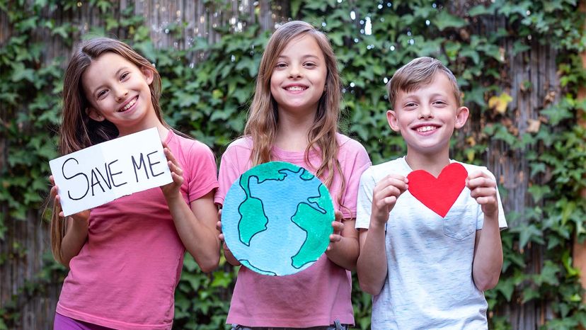 kids showing love for Earth