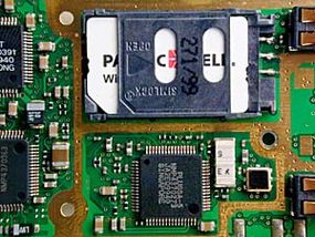 The SIM card on the circuit board