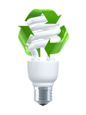 cfl bulb with recycling symbol