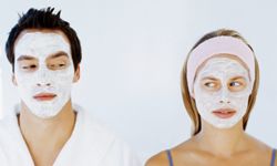 man and woman wearing beauty face masks