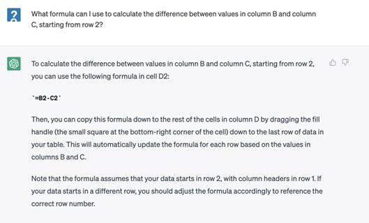 Création De Formules Chatgpt/Excel