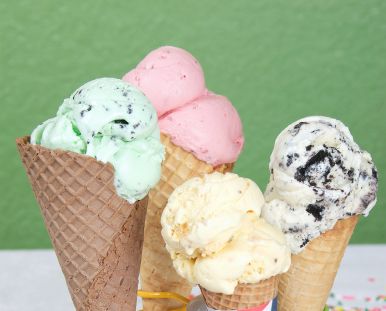 four different flavors of ice cream