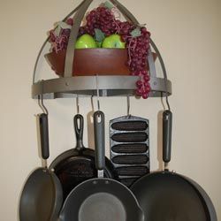 Pots and pans hanging from the wall