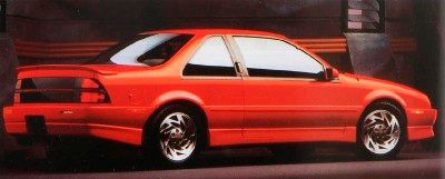 A red, 1987 Chevrolet Beretta.
