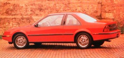 A red, 1988 Chevrolet Beretta.