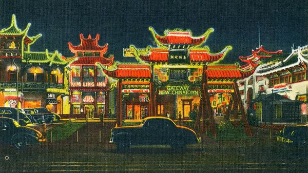 chinatown, los angeles, postcard