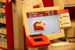 A typical credit card reader at Target stores gives the customer the option of entering a PIN number or signing. With the massive credit card breach Target experienced, it has switched to Chip and PIN store cards.