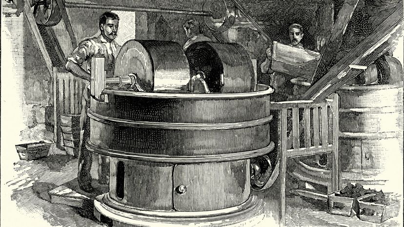 Confectioners using a pug mill, Fry's Victorian chocolate factory