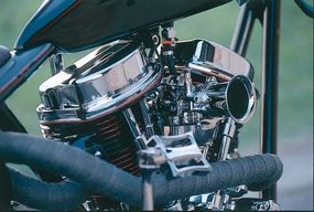 Built by Accurate Engineering, the engine isfashioned after a Harley-Davidson &quot;Panhead&quot; V-twinof the 1950s, which got the nickname because its valvecovers looked like upside-down roasting pans.