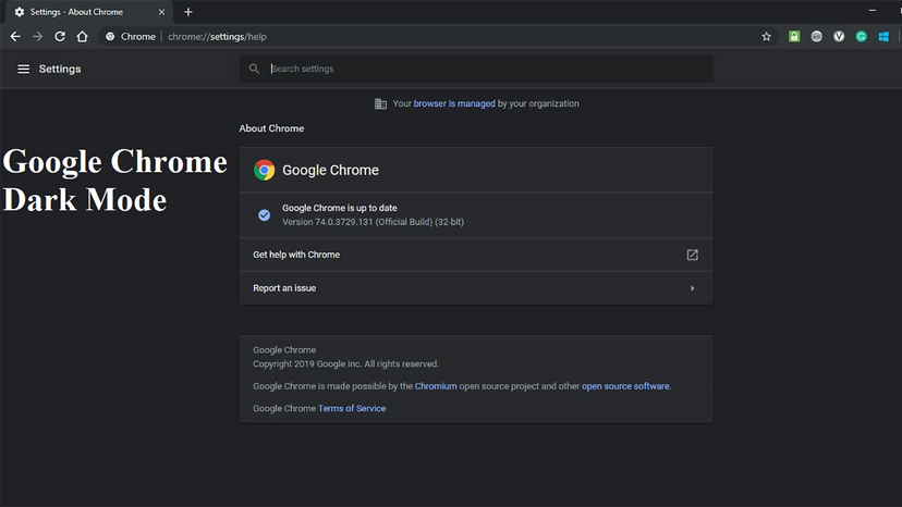 Chrome dark mode