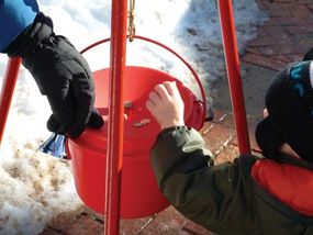 Salvation Army red collection kettle