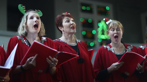 Choir group singing Christmas carols