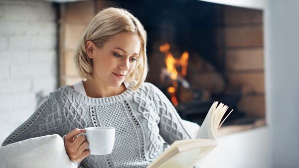 woman reading book