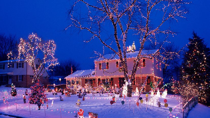 Christmas lights on house