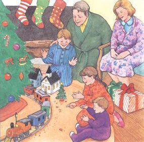 On Christmas Day, the family was happy to discover that the Christmas mouse had been there.