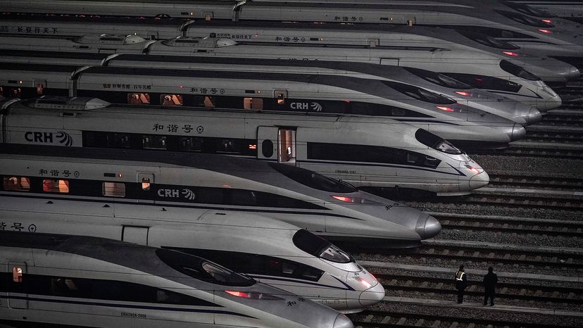 China Raily High-speed trains at train station