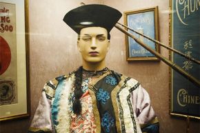 The robes and magical props of Chung Ling Soo, displayed in The Magic Circle's Museum in London.