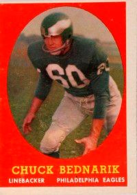 Chuck Bednarik often thwarted the opposition's air attack with outstanding defensive play. See more pictures of football.