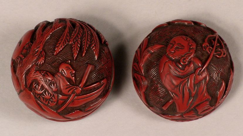 carved red cinnabar lacquer box