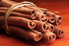 Cinnamon sticks tied with straw